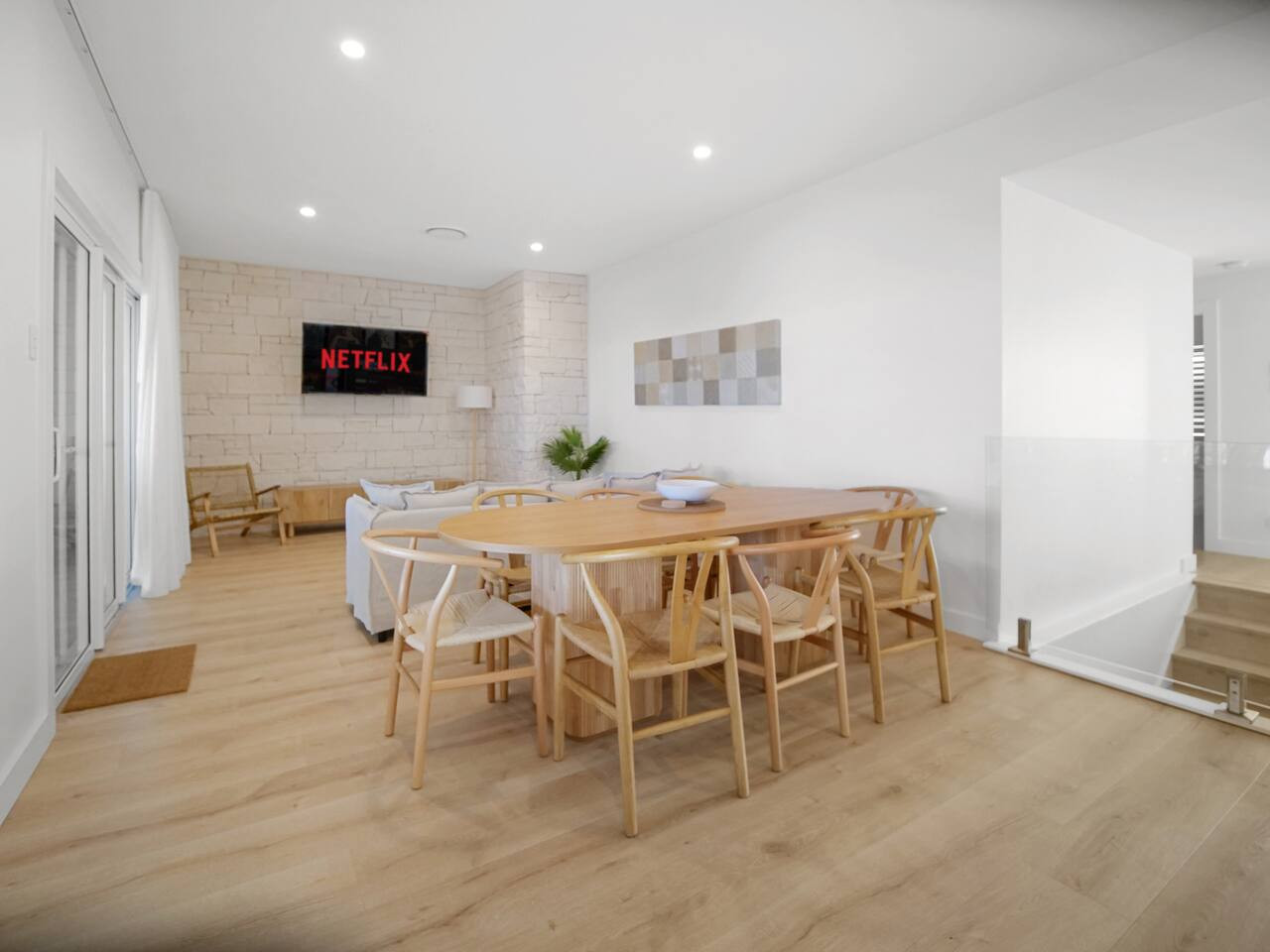 Elegant dining room with seating for eight.