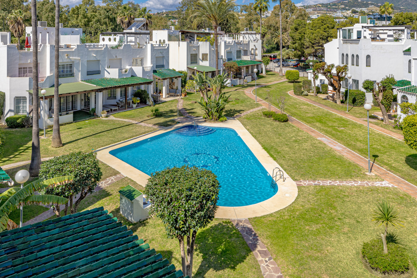 View of the swimming pool and gardens