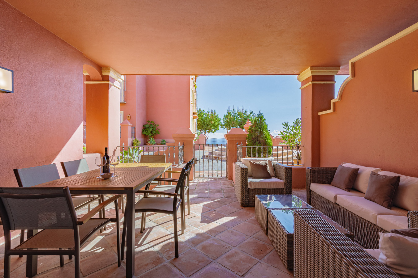 Terrace with dining area and chillout seating area