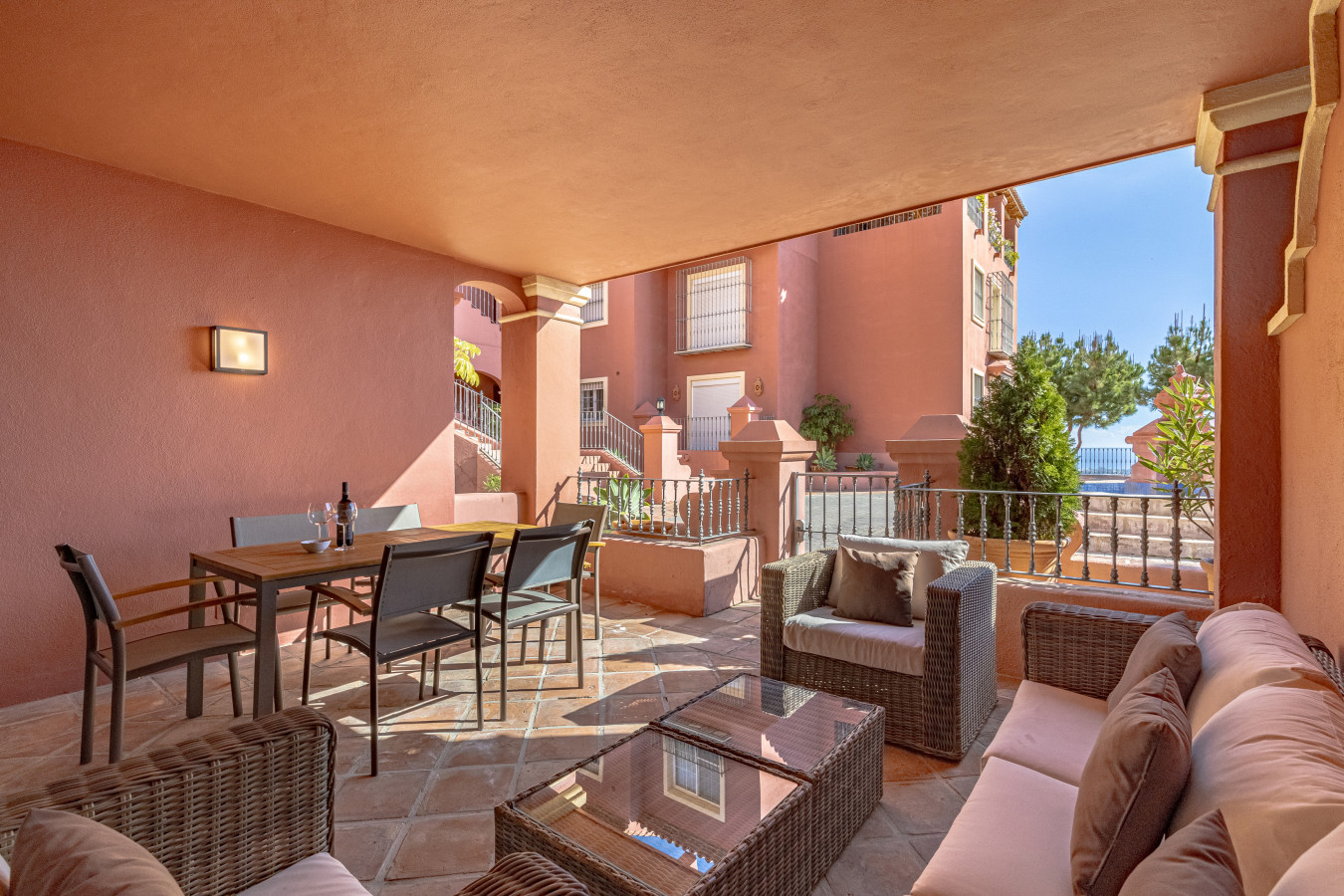 Terrace with dining area and chillout seating area