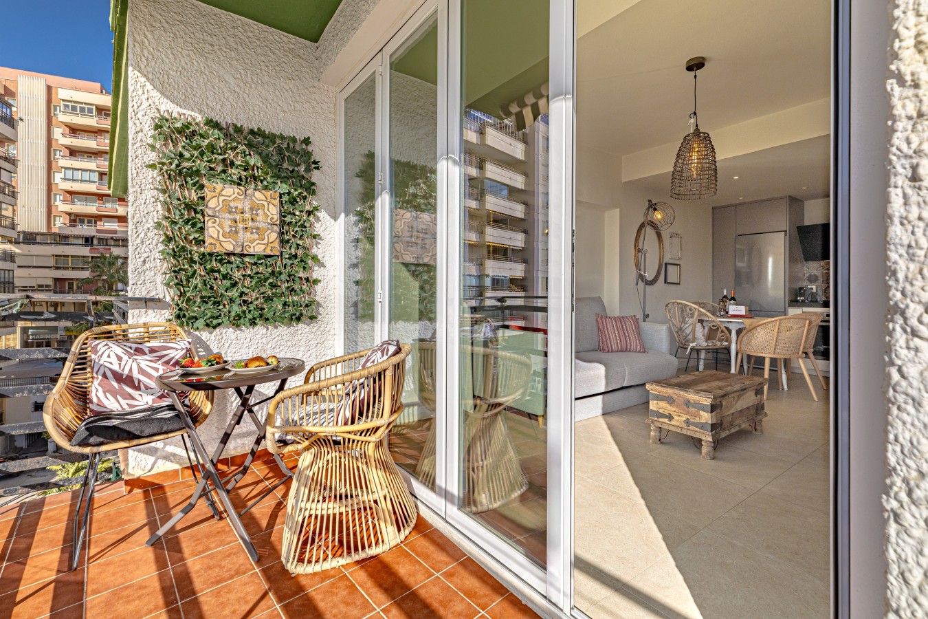 The terrace opens straight into the living room
