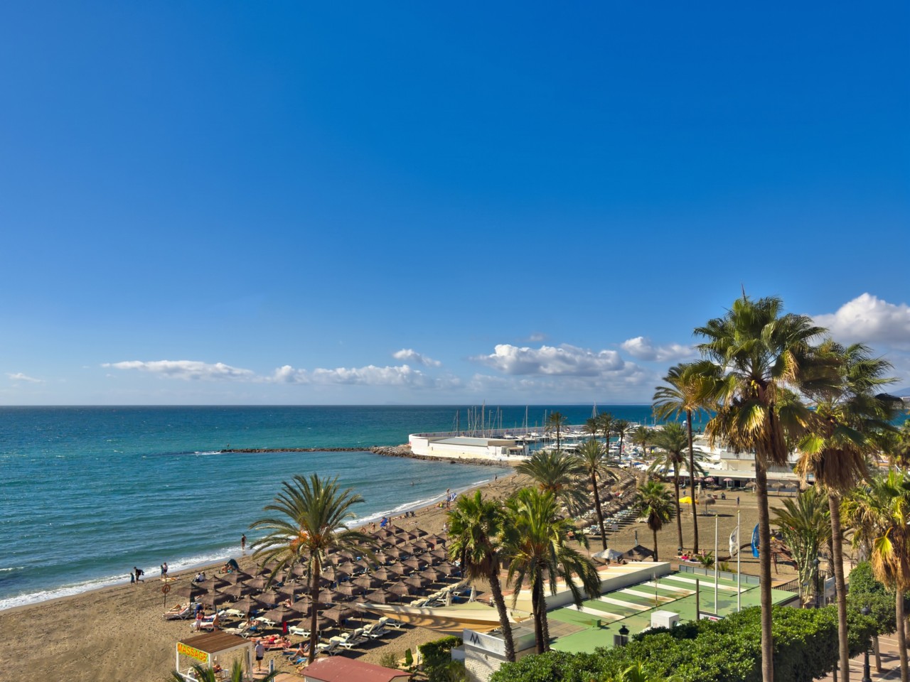 Marbella beach and the marina