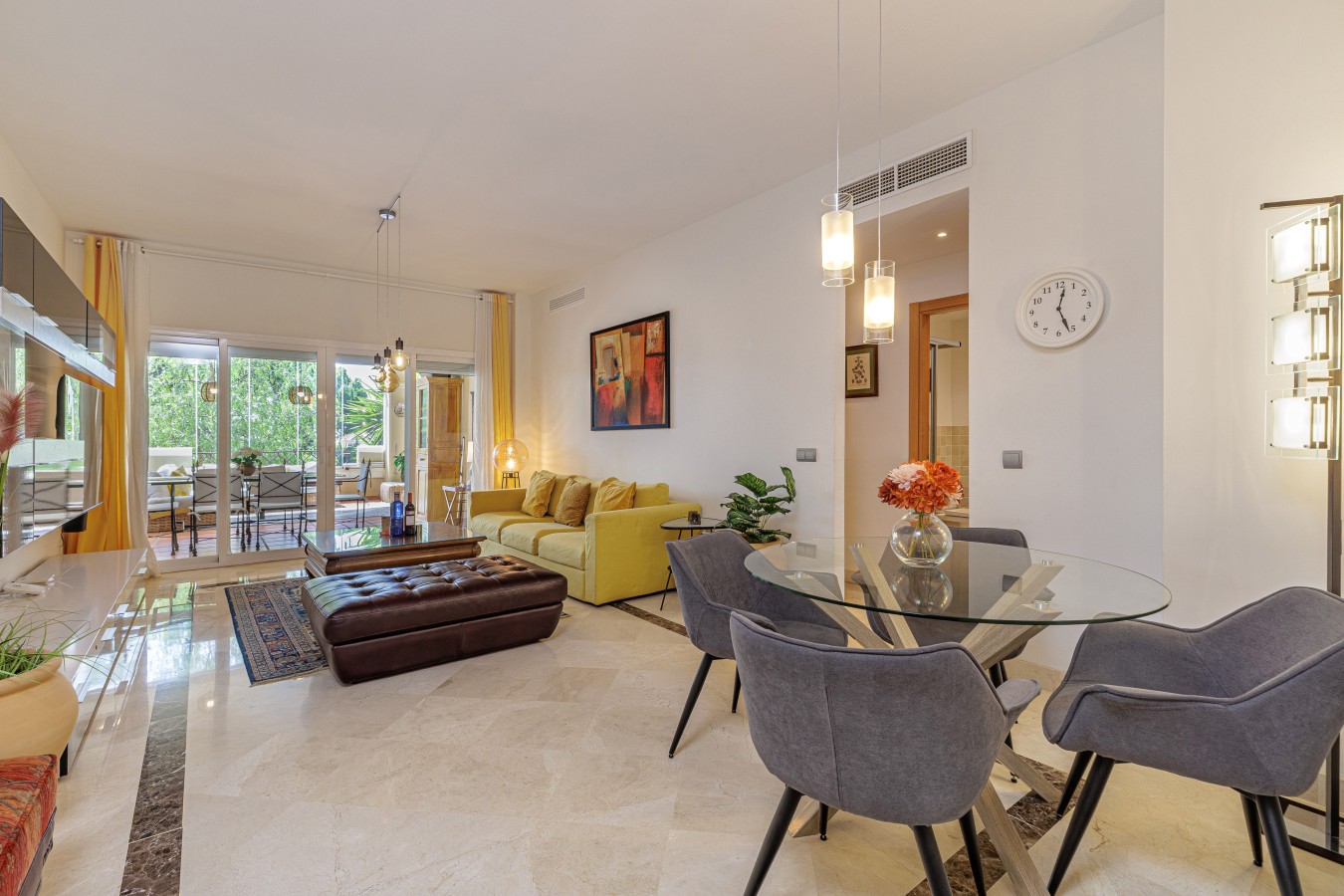 Open-plan living and dining area