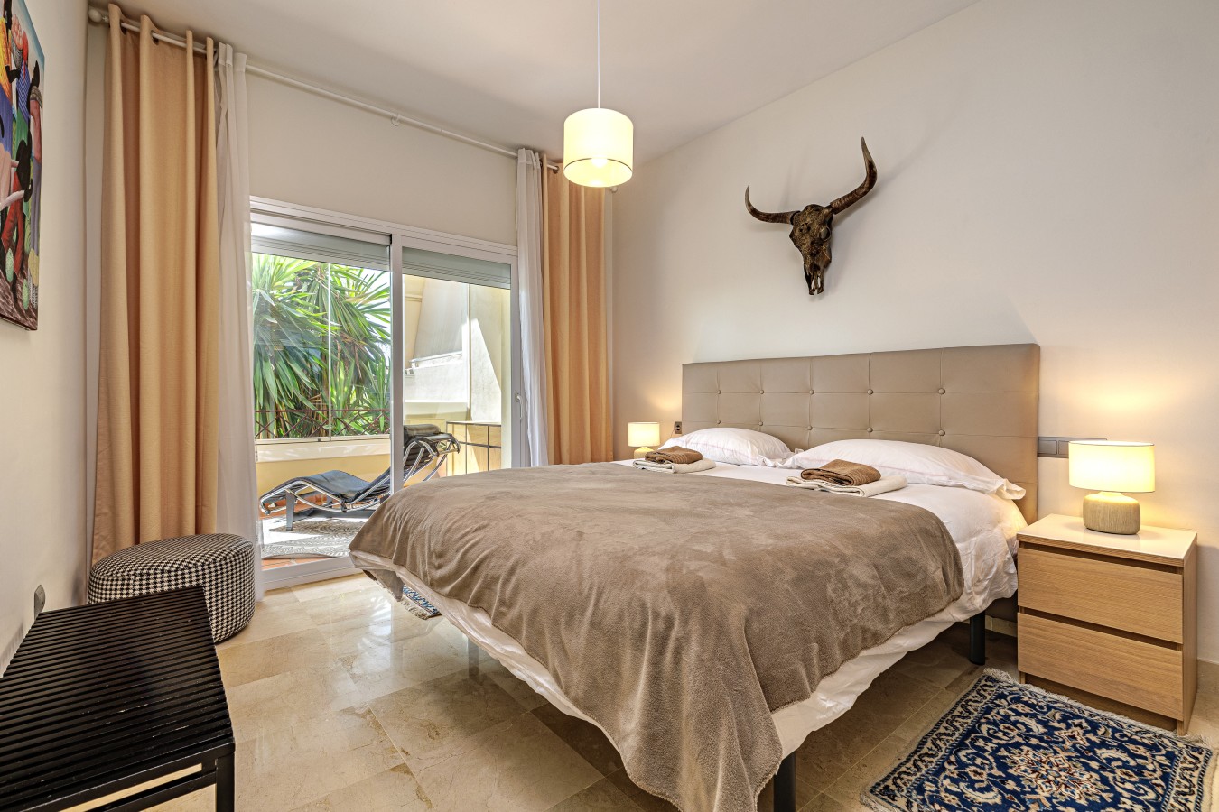 Second bedroom with twin beds and fitted wardrobes