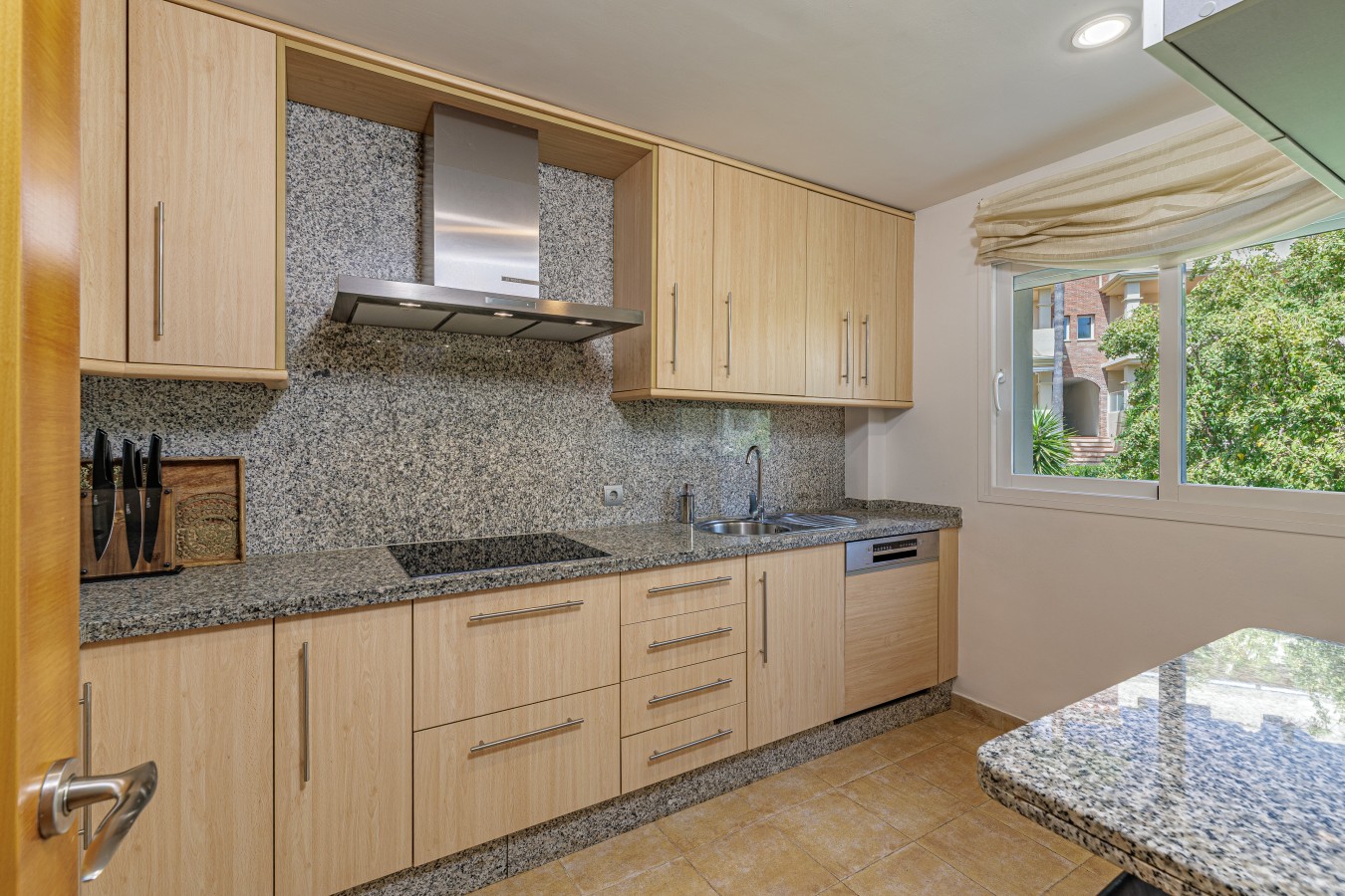 Kitchen with dishwasher and window over the counter