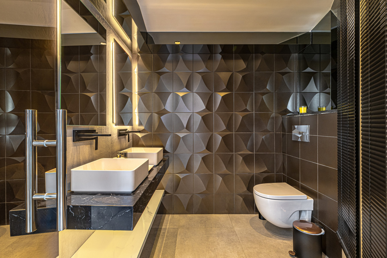 Full bathroom with walk-in shower in gym area