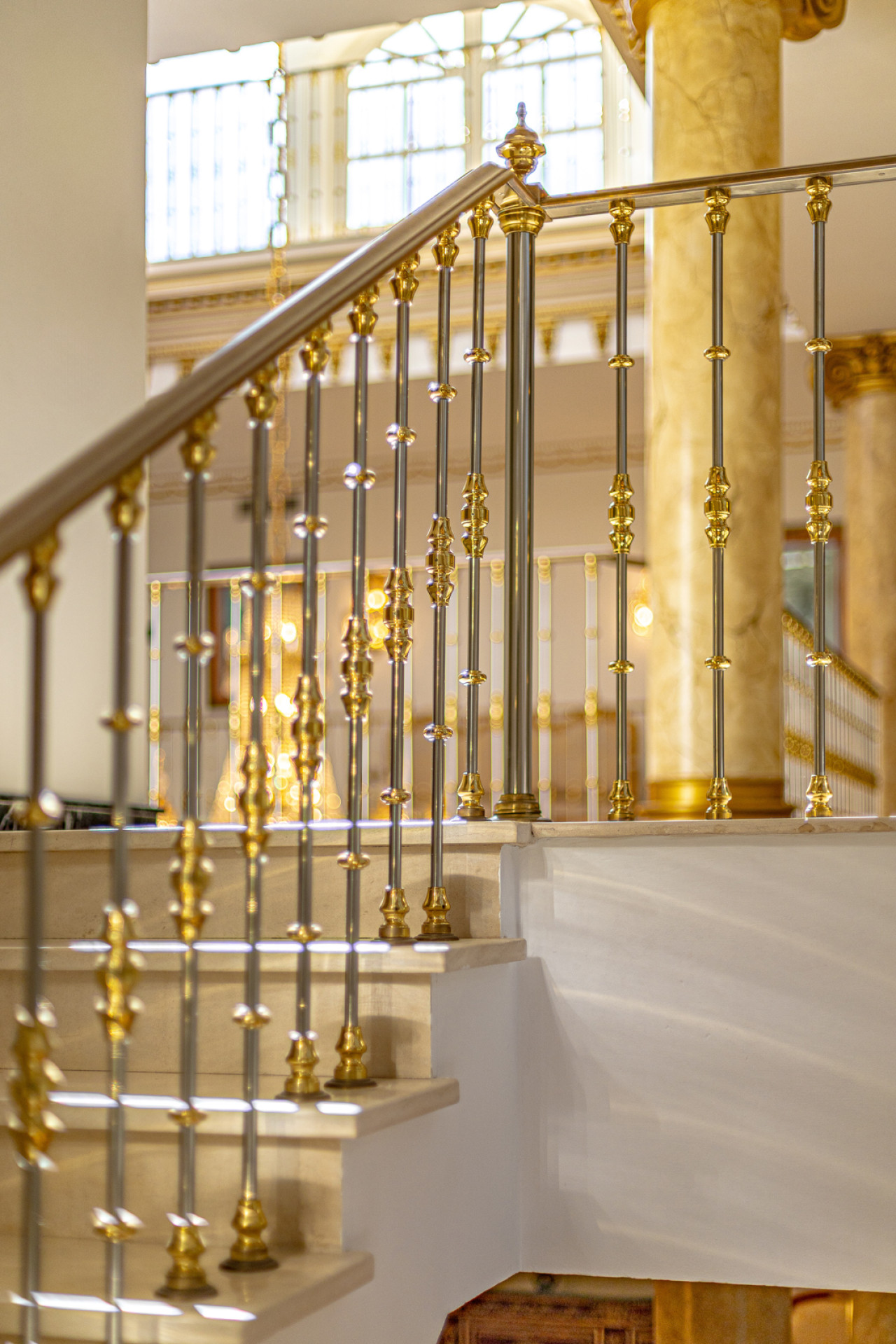 Entrance hall metal stairway