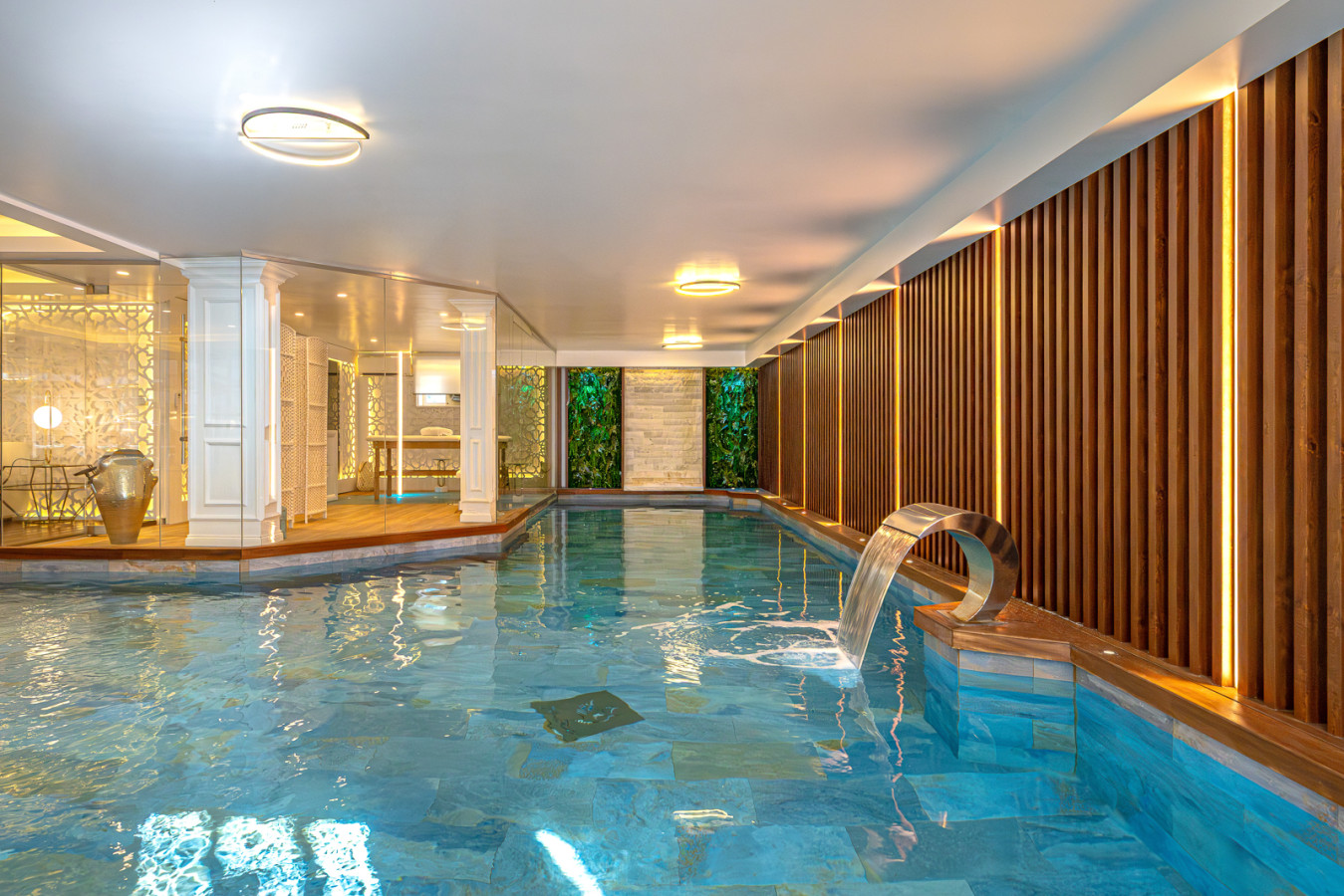 Indoor heated pool and spa wellness area