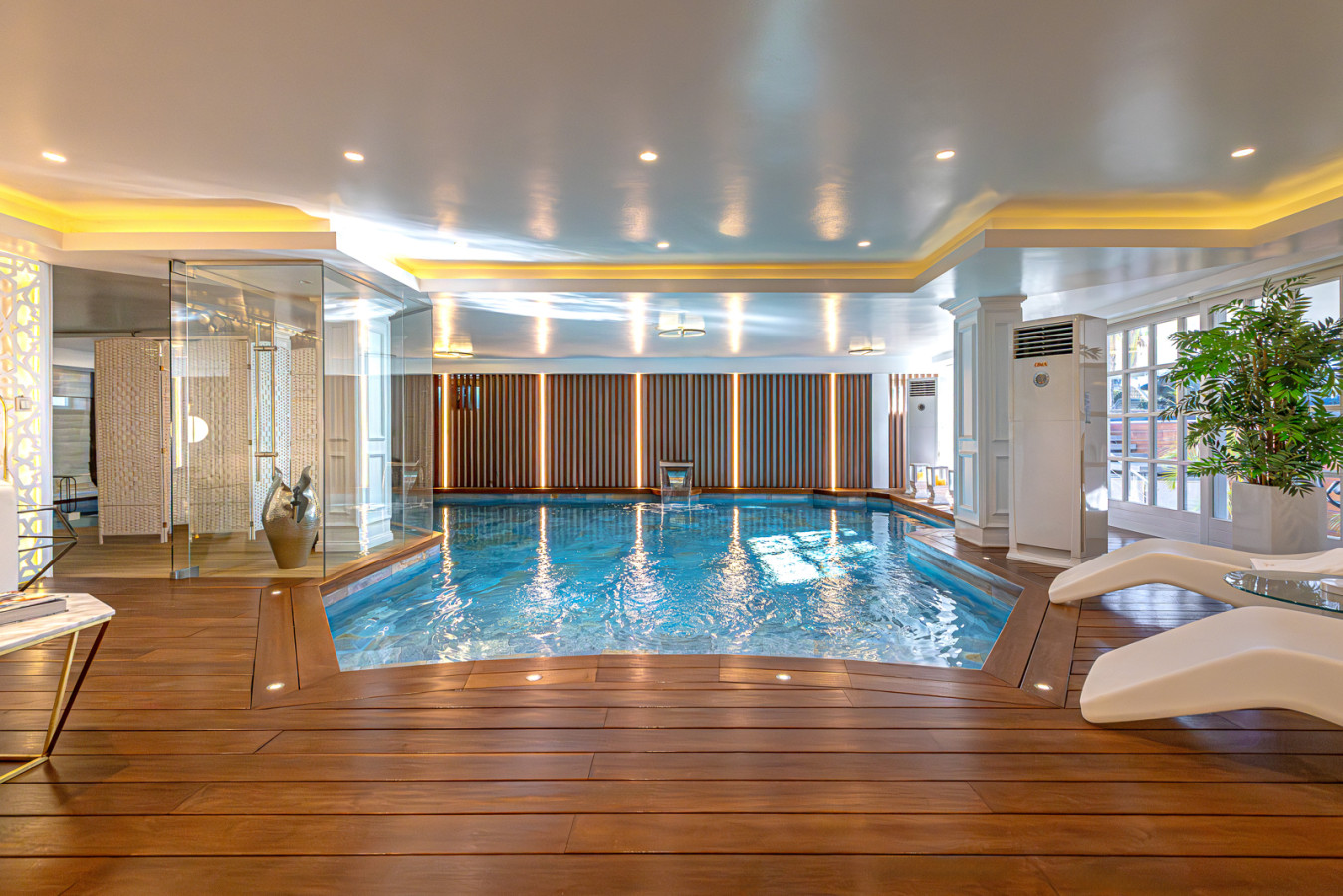 Indoor heated pool and spa wellness area