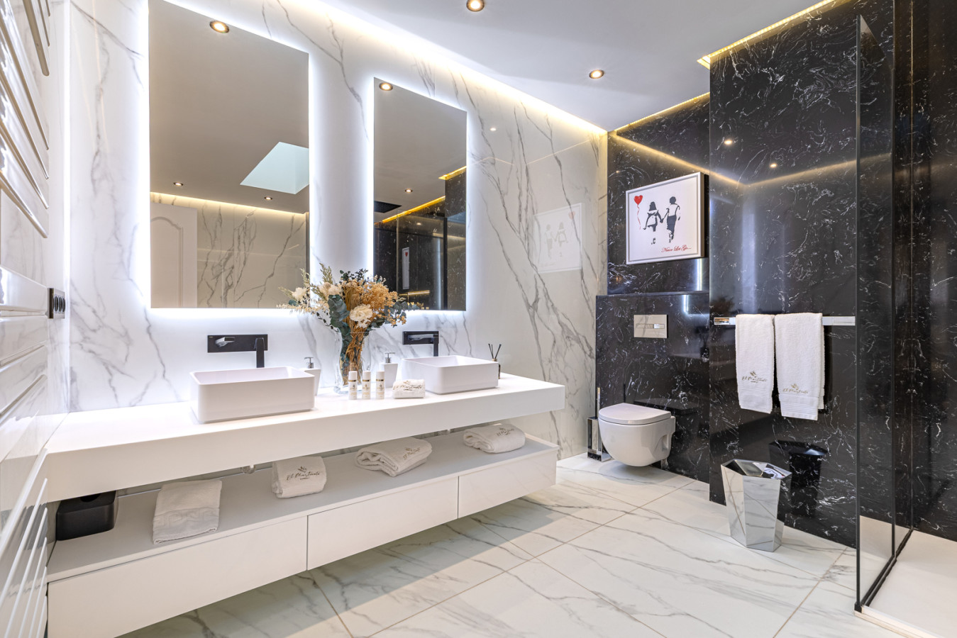 Master bedroom second en-suite bathroom with bath and shower
