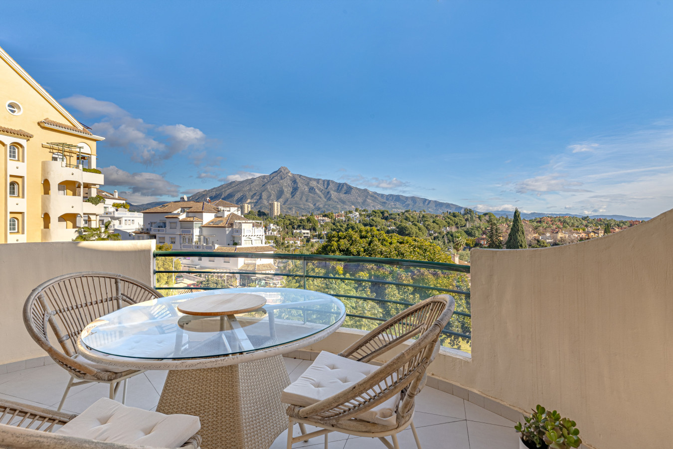 Furnished terrace with panoramic mountain and sea views