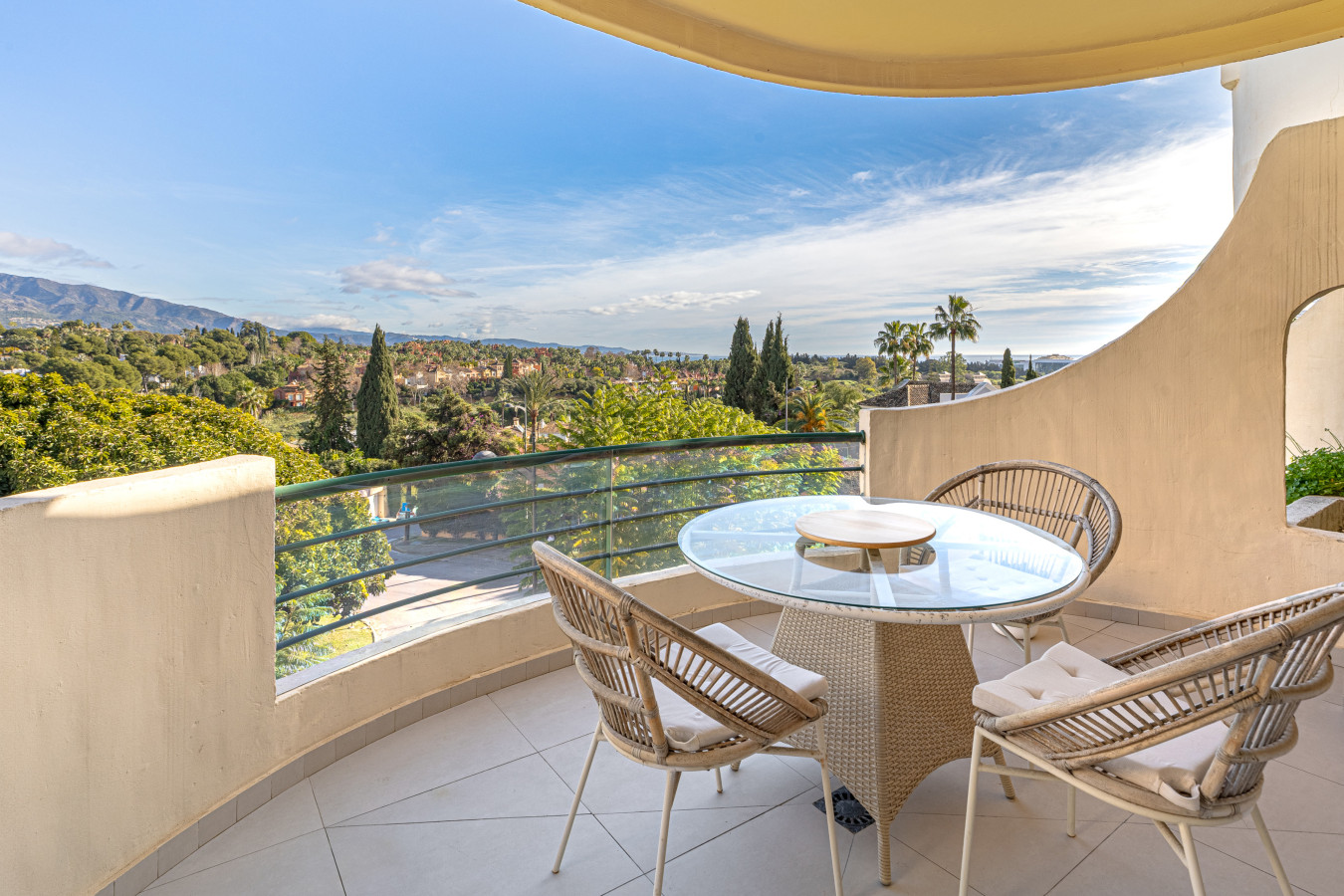 Furnished terrace with panoramic mountain and sea views