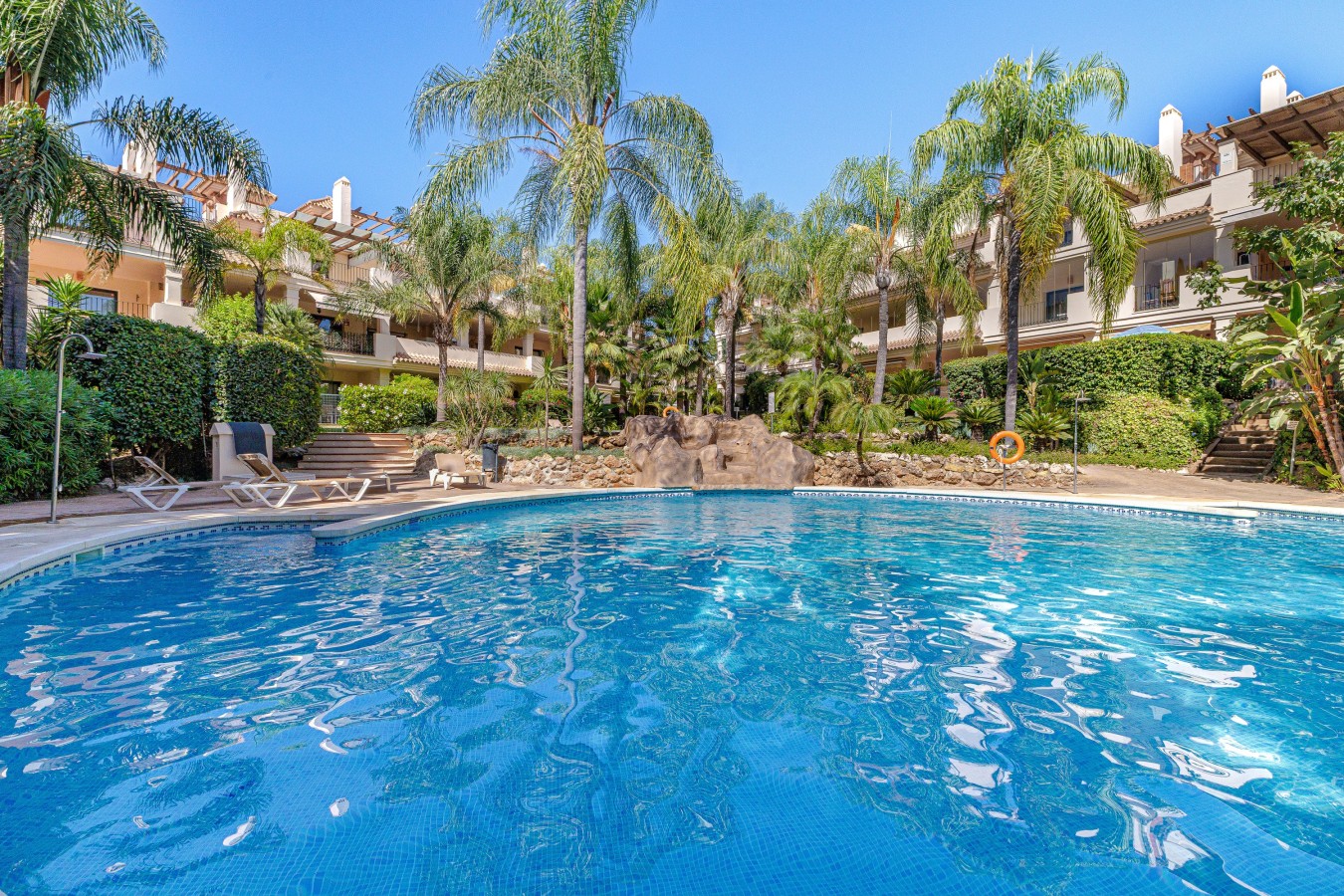 The main communal pool, a short walk from the apartment