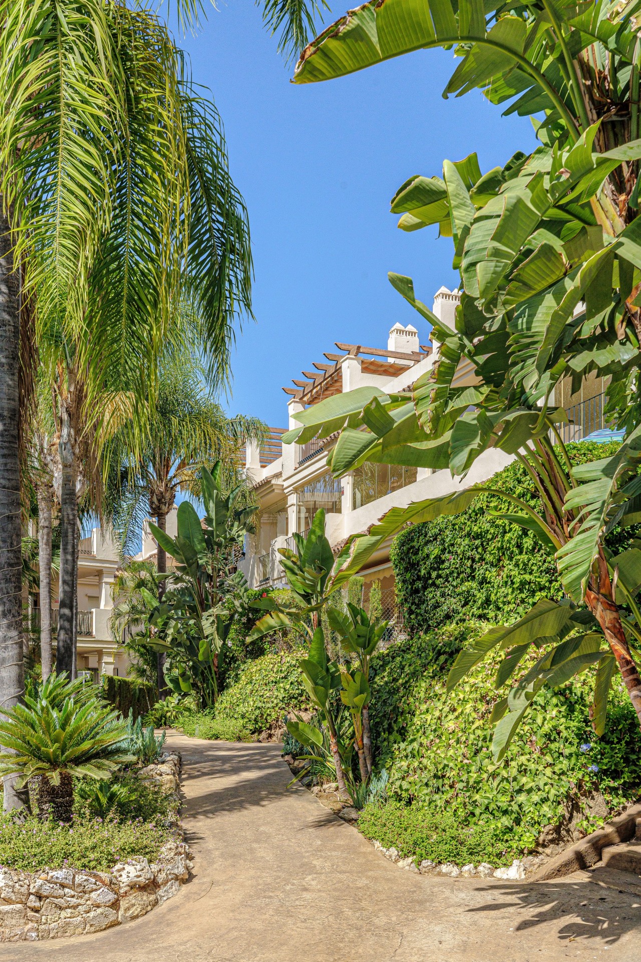 Landscaped garden paths through the community
