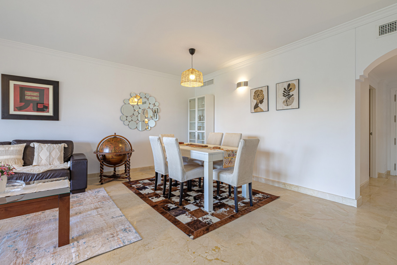 Elegant Indoor Dining: Stylish indoor dining table for family meals or a cozy dinner for two.