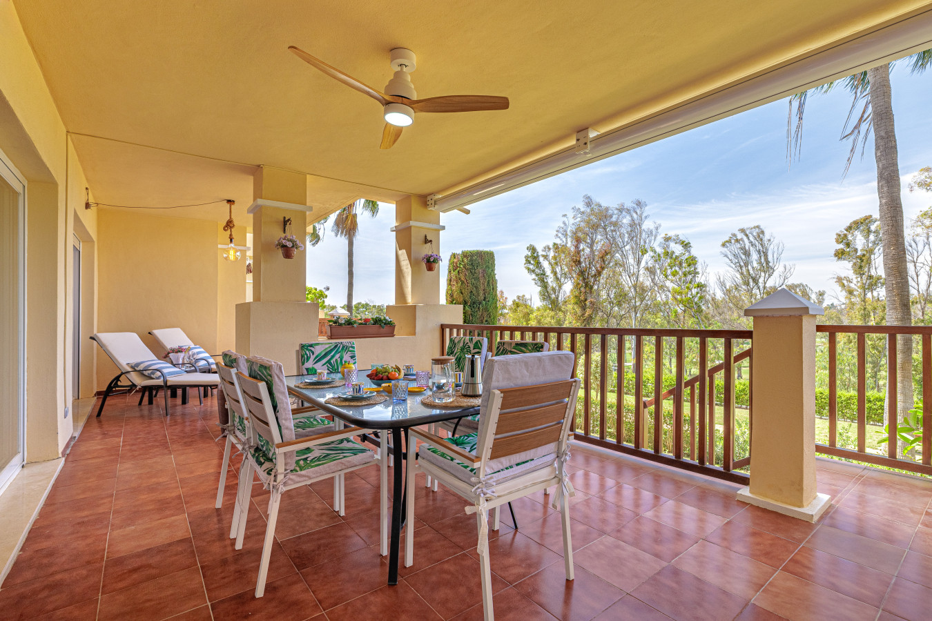 Private Terrace with Views: Enjoy alfresco dining or your morning coffee on the spacious terrace with golf and mountain vistas.