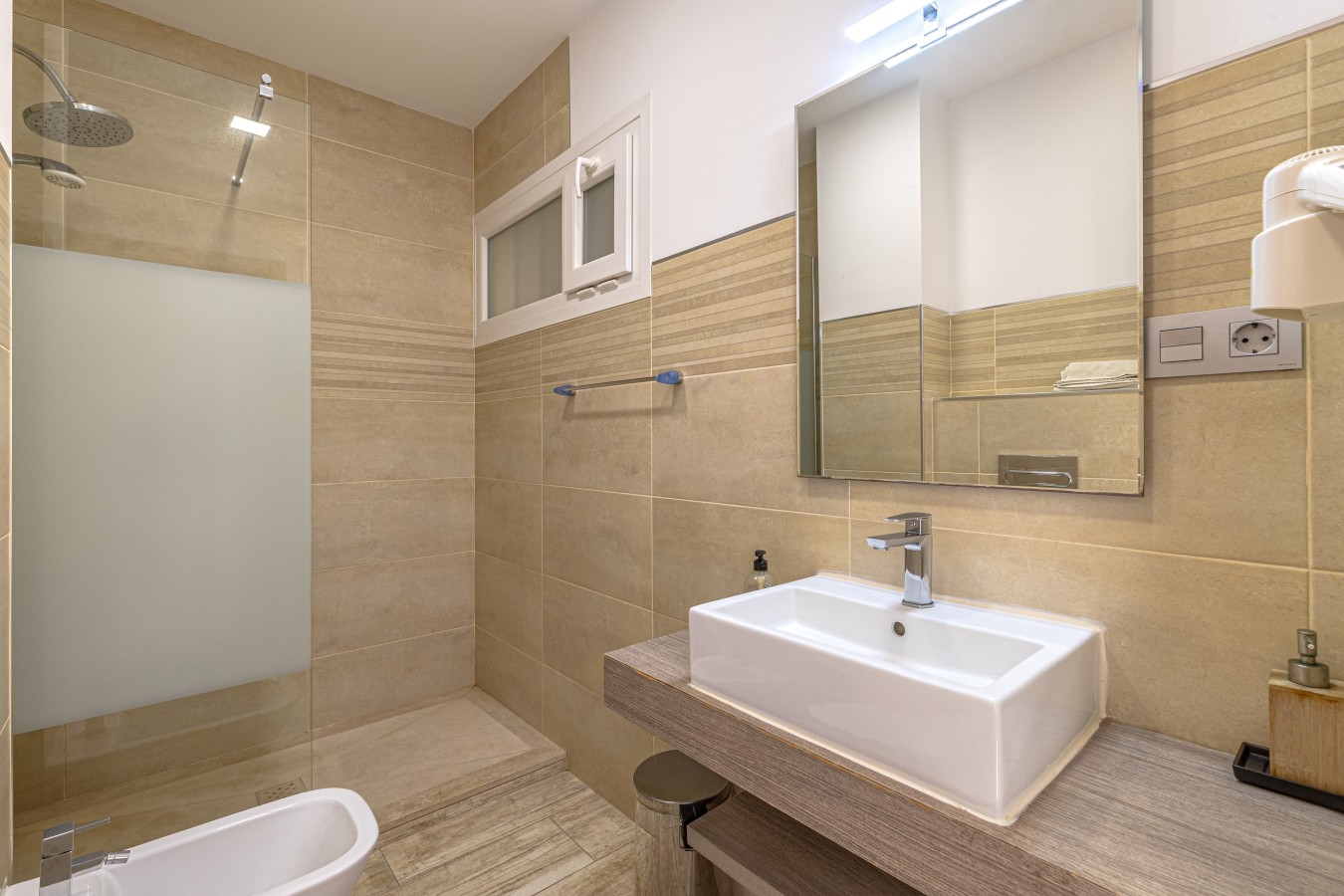 Bathroom with a walk-in shower and bidet