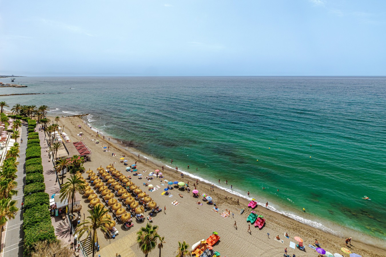 The beach directly below the building