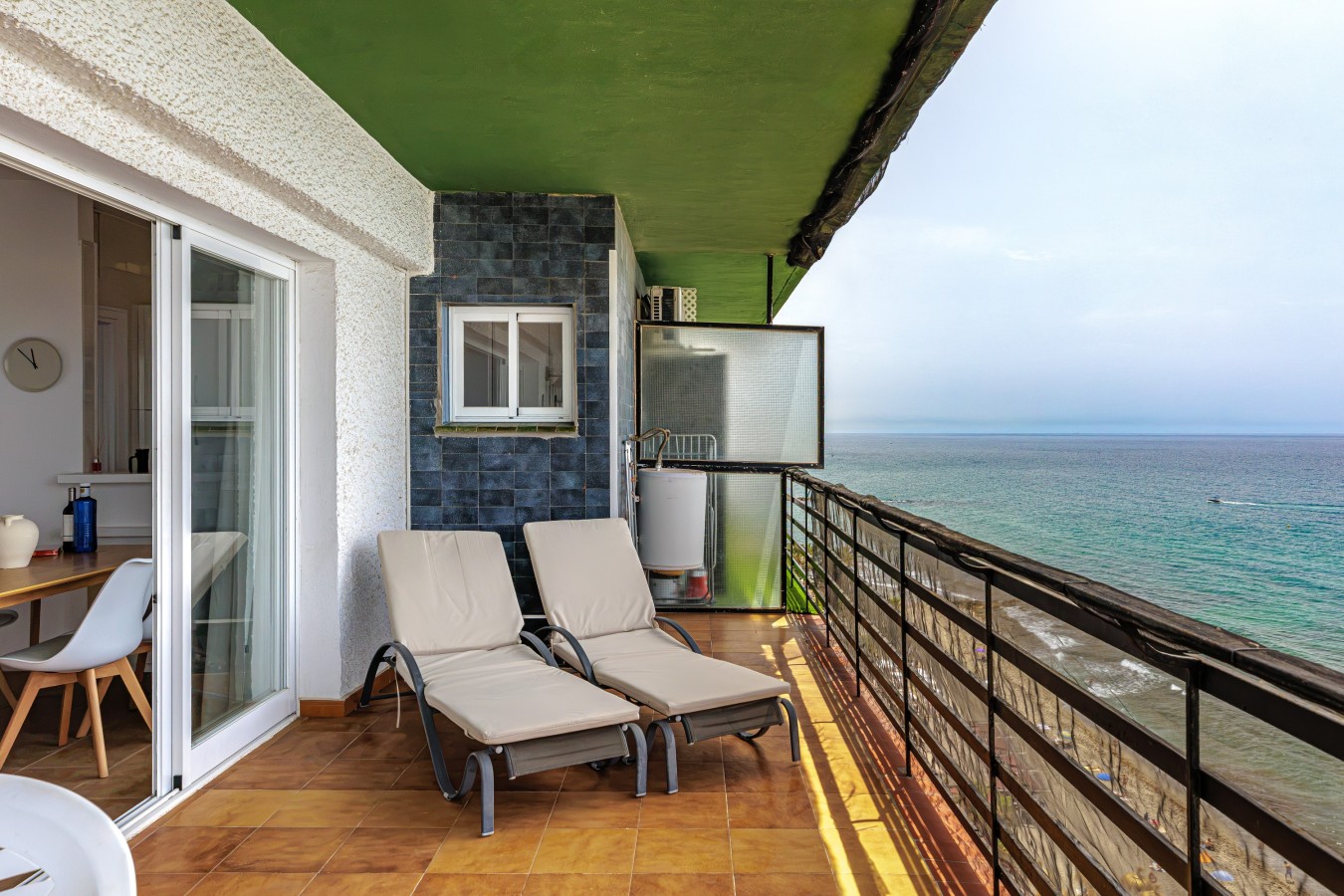 South-facing balcony with sun loungers over the Mediterranean