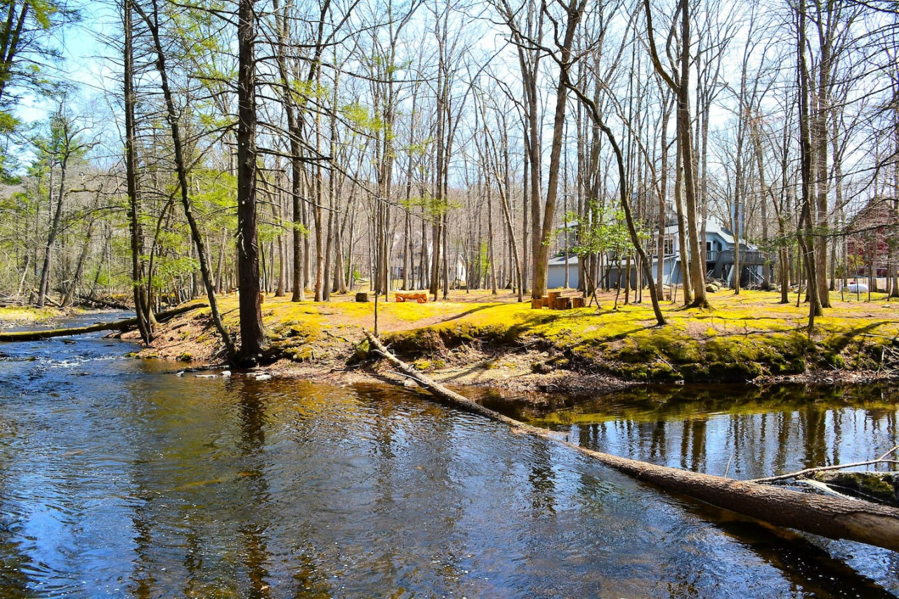 Modern Creek-front, Hot Tub, Volleyball court