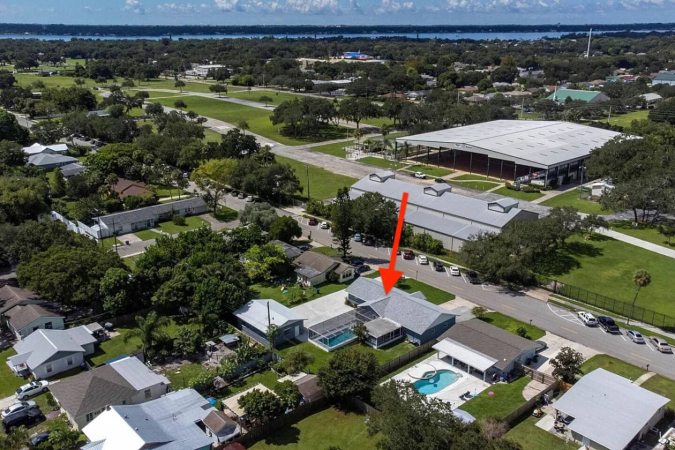 This overhead shot catches the property from a slightly different angle than the last.