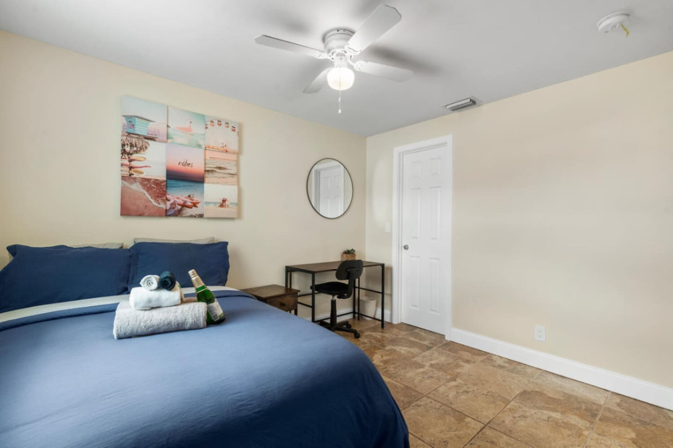 A workspace with wall art set to give the room its own character.