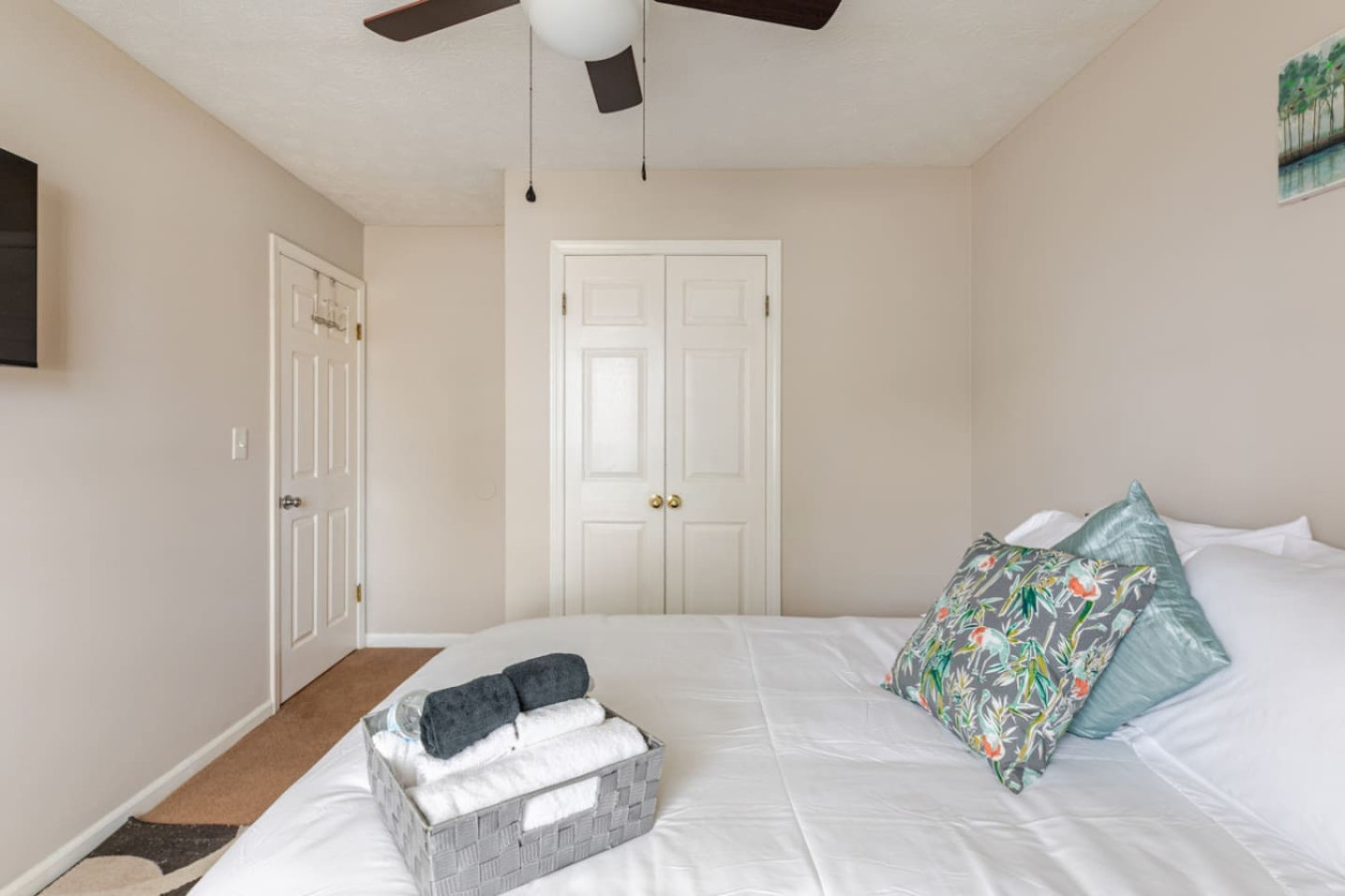 A double-door closet in Bedroom 2 gives you room to unpack for a longer stay.