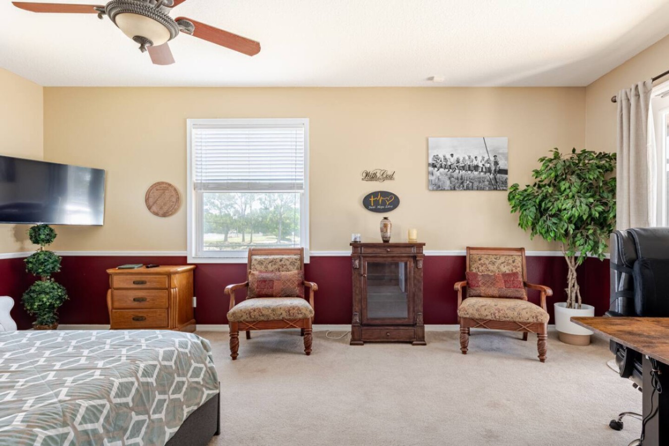 A bedroom with its own TV, for guests who'd rather wind down alone.