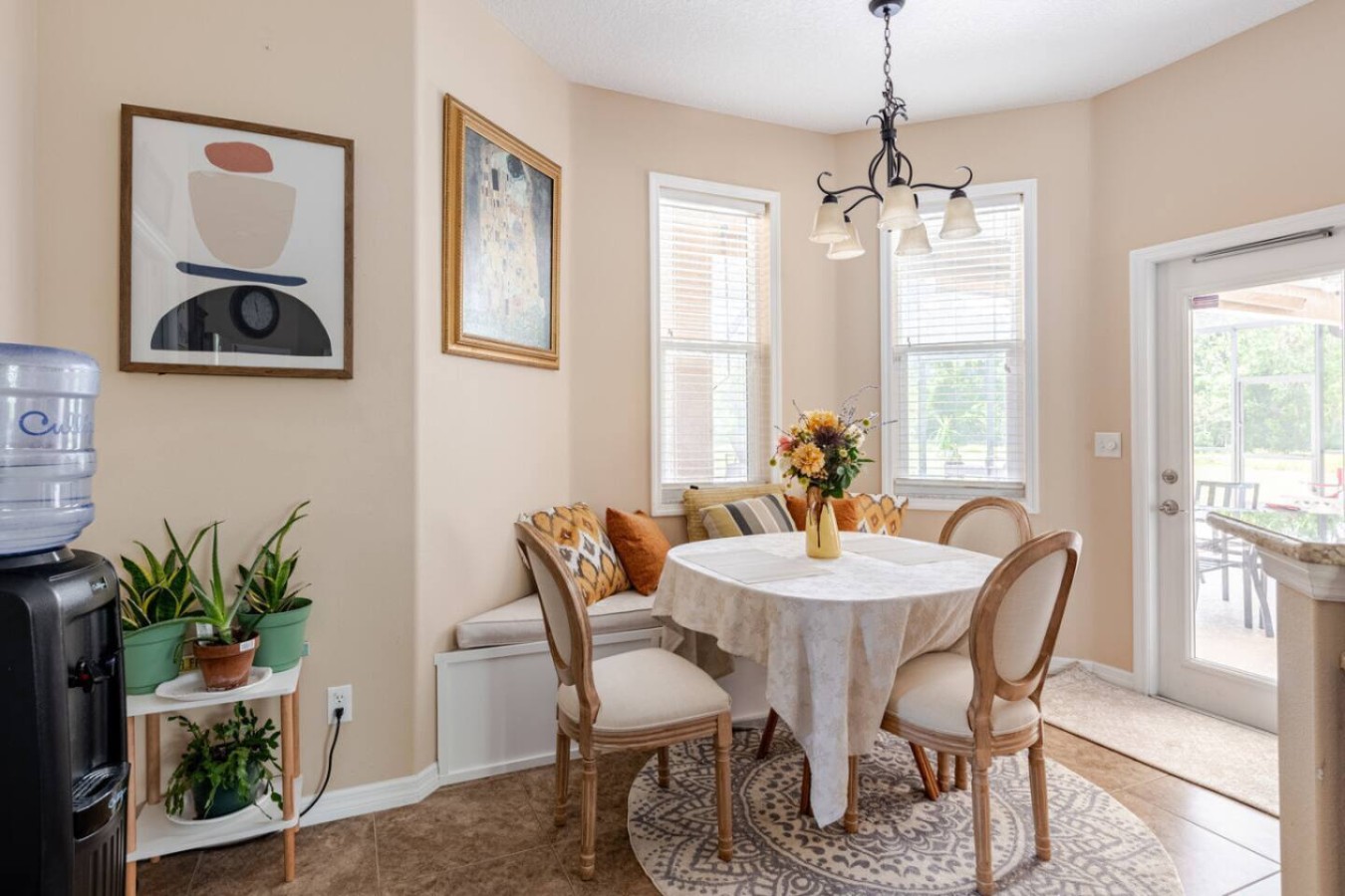 A breakfast nook off the kitchen for mornings that don't call for the full dining table.