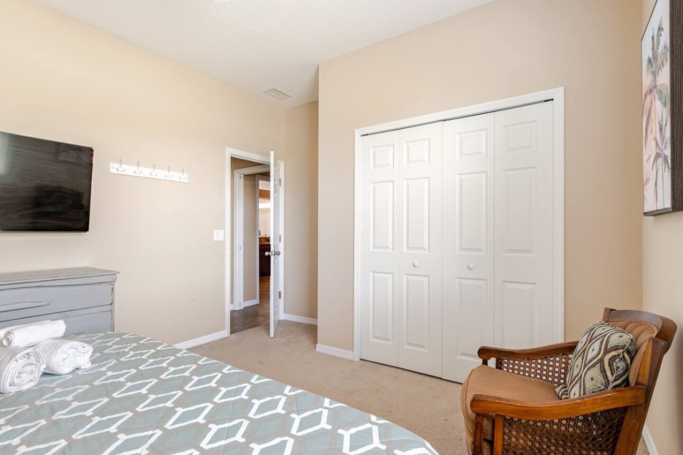 A bedroom with proper closet space, worth noting for a group settling in for more than a weekend.