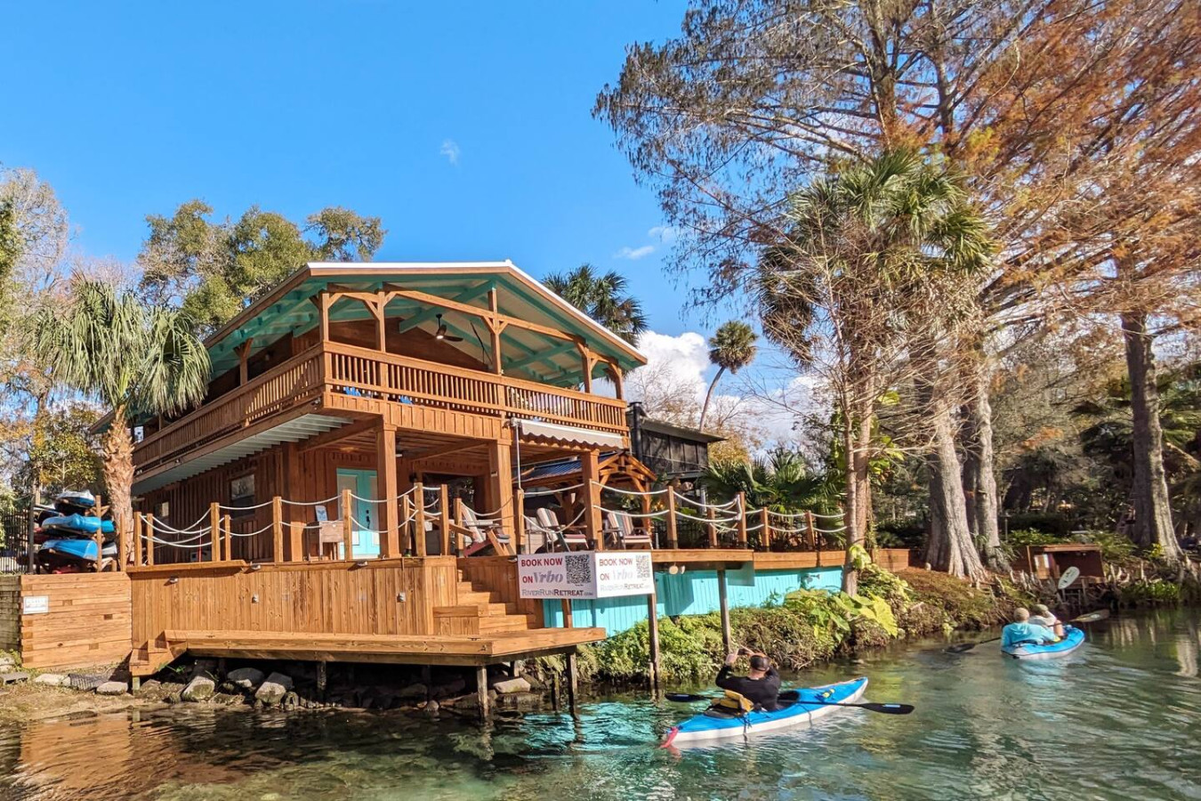 The exterior of the house at River Run Retreat | Weeki Wachee River Cabin