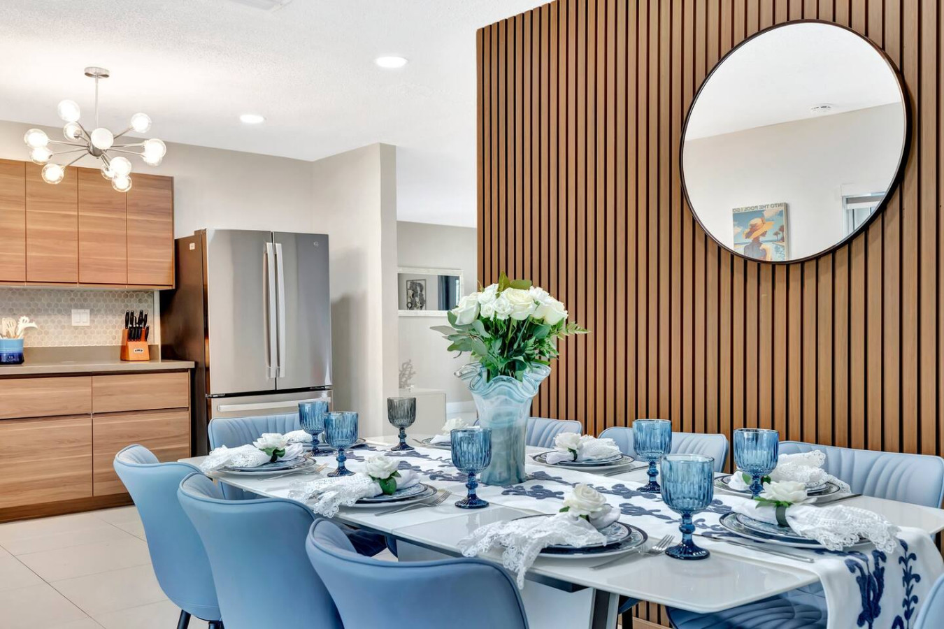 Gather around our stylish dining table, beautifully set to create memorable meals and moments during your stay.