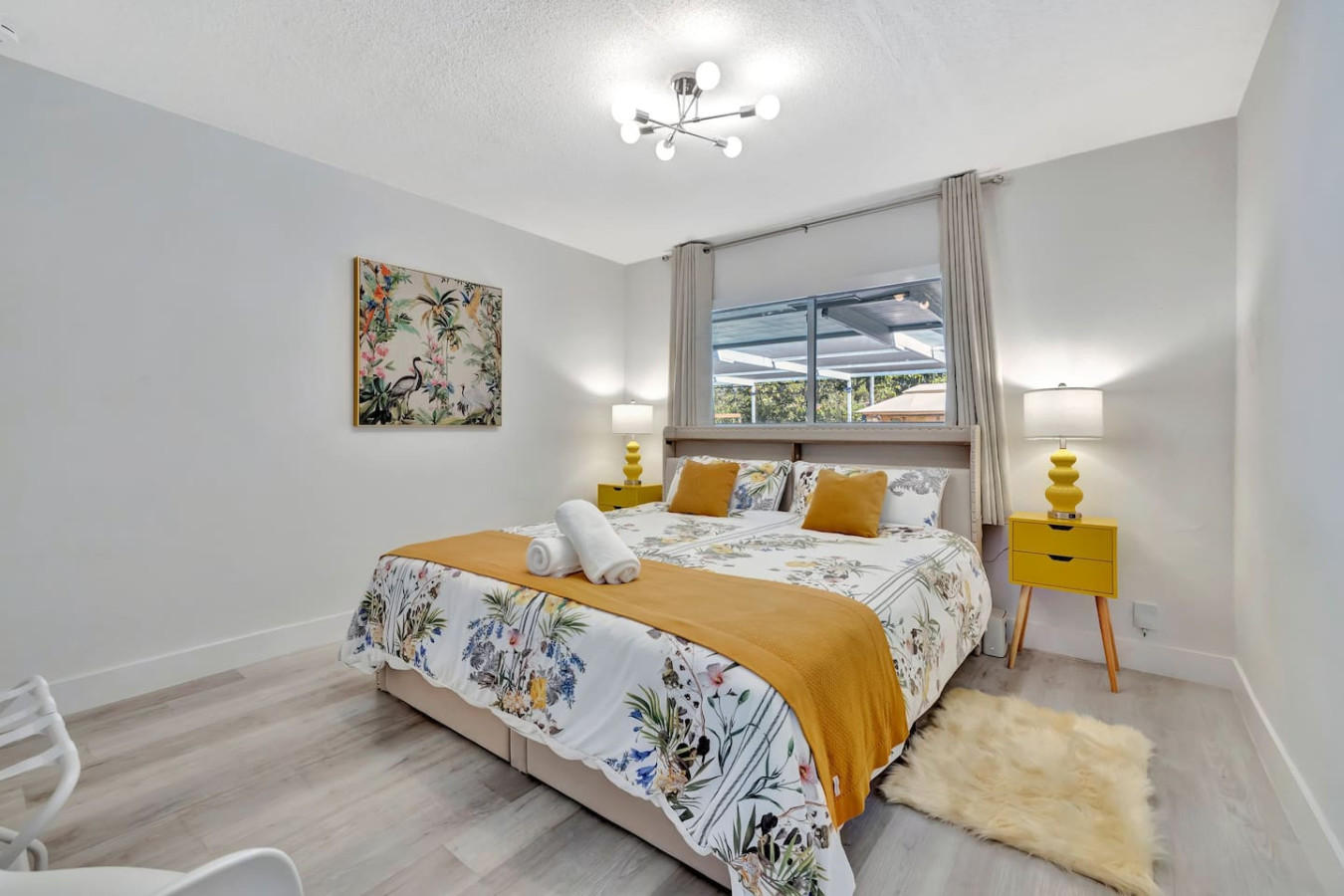 Feel at home in our cozy bedroom, complete with a queen bed and warm, inviting vibes that make it a perfect retreat for relaxation and rest.