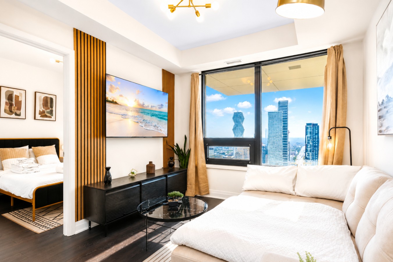 Luxury Skyline Condo | Pool • Gym • Steps to SQ1 — furnished suite photo 14 in Mississauga