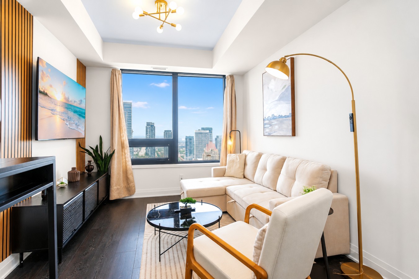 Luxury Skyline Condo | Pool • Gym • Steps to SQ1 — furnished suite photo 6 in Mississauga
