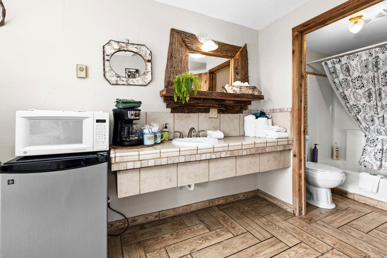 Vanity outside the washroom