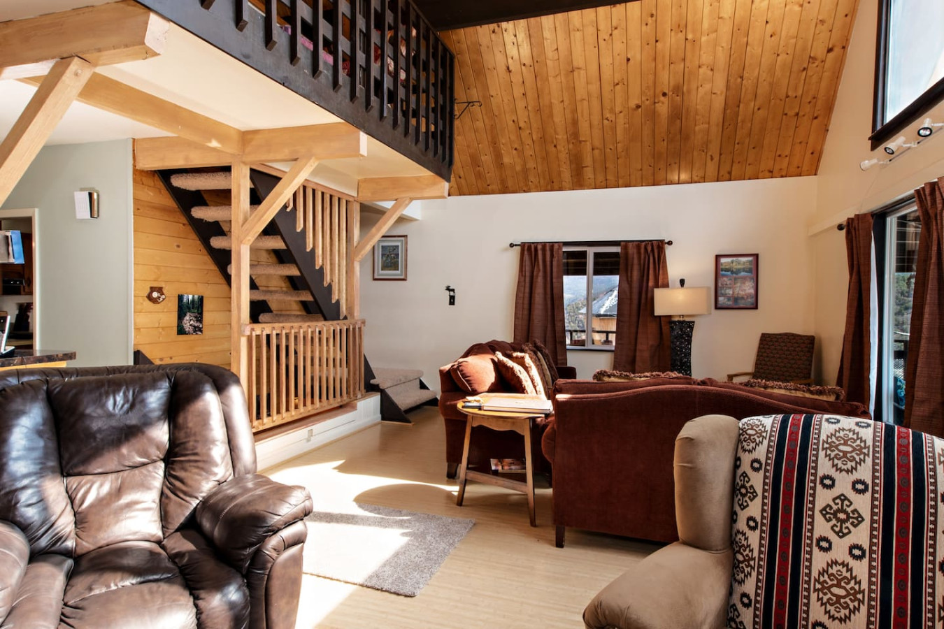 Living room and stairwell to upper level