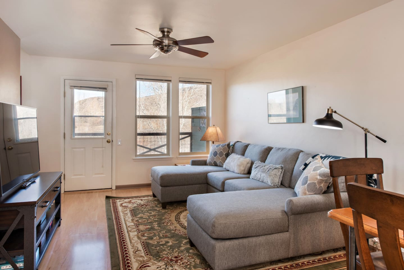 Living room with lake views