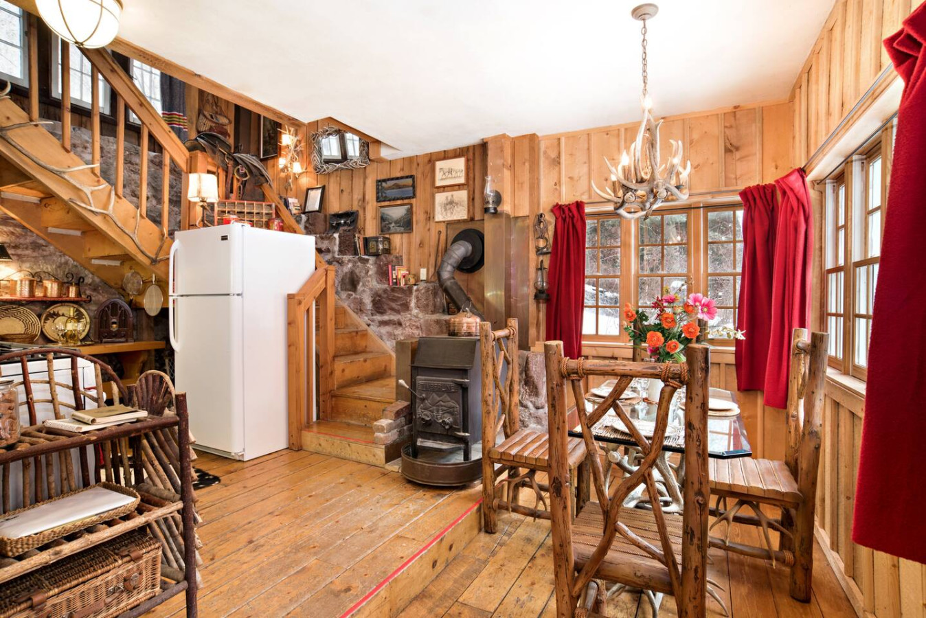 View of dining room and kitchen