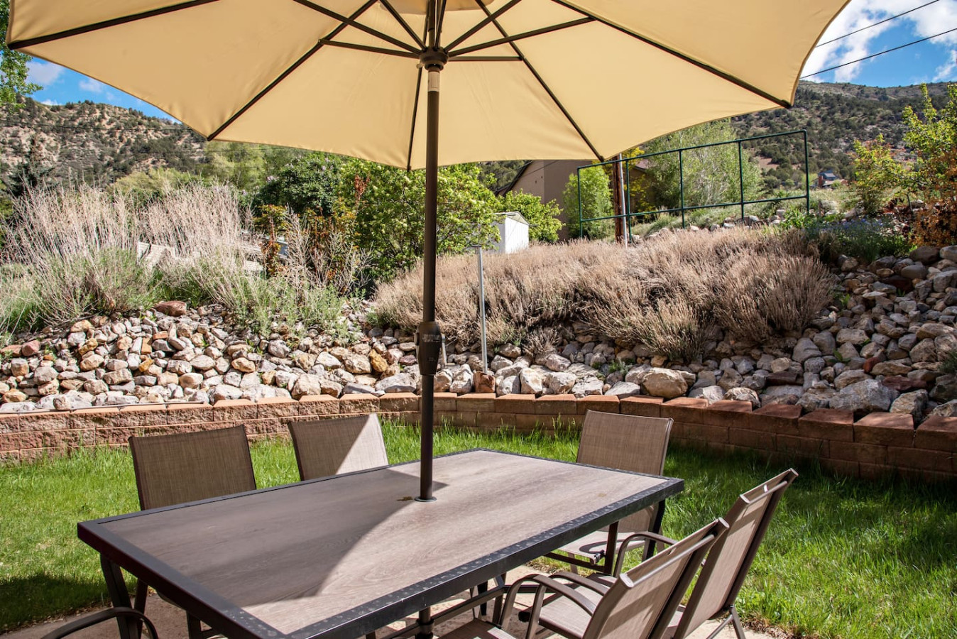 Backyard dining area