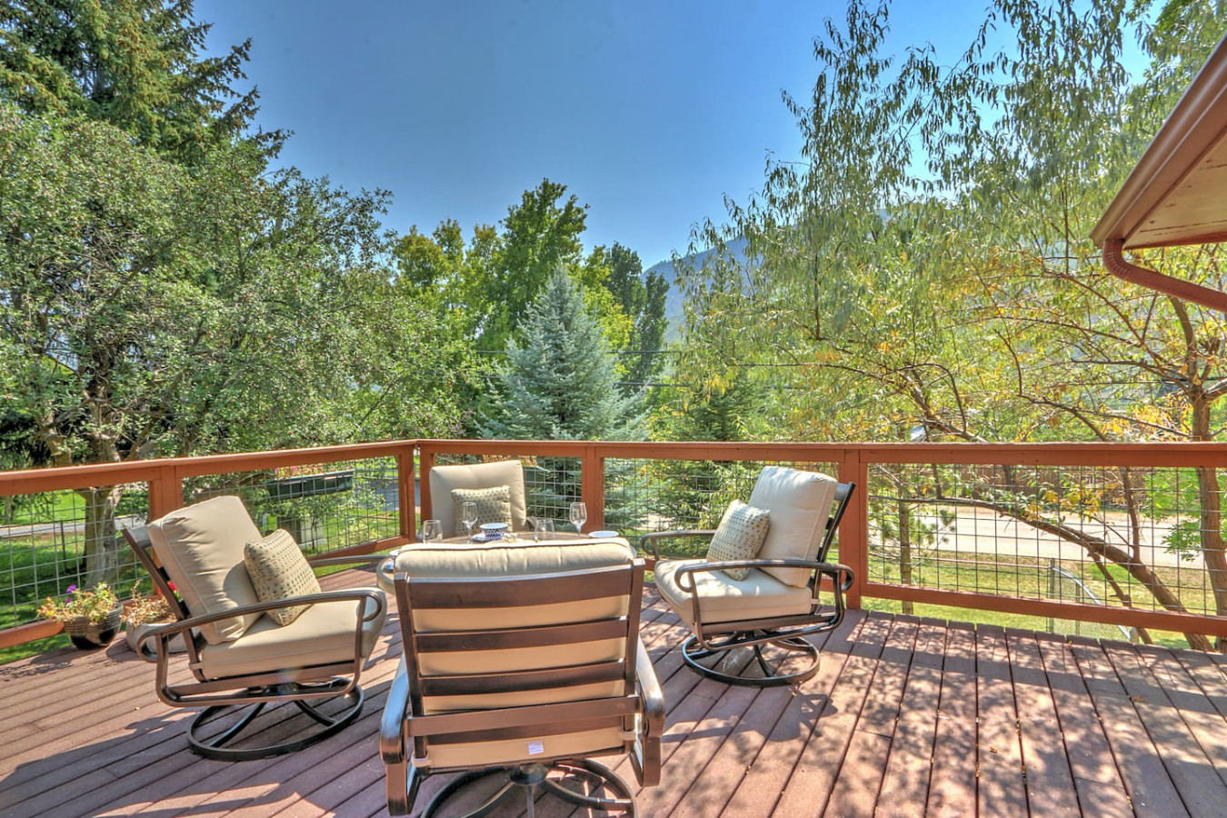 Outdoor seating with mountain views