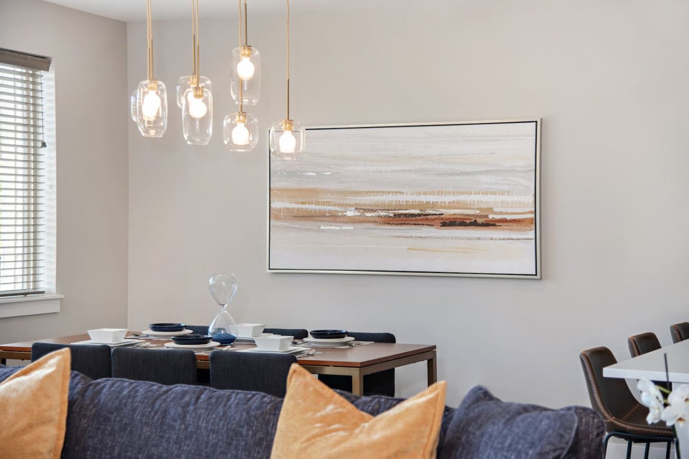 View from living room into dining area