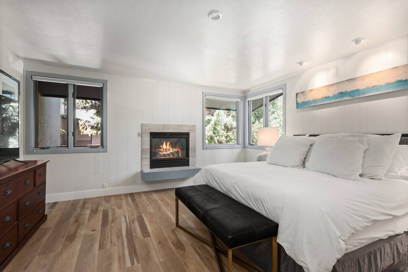 Primary bedroom with gas fireplace