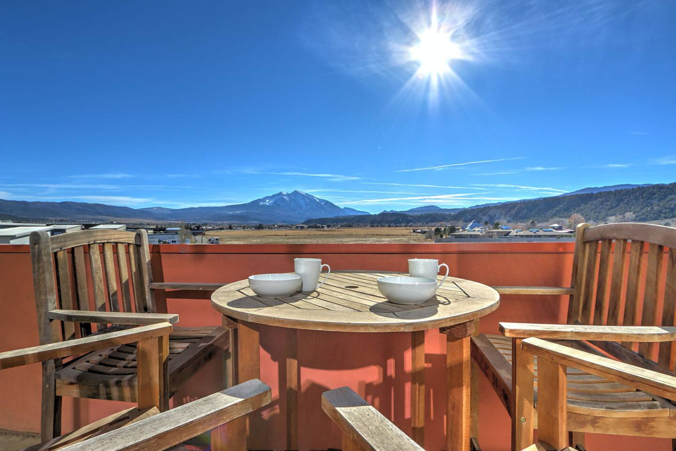 Balcony bistro seating with Mt. Sopris views