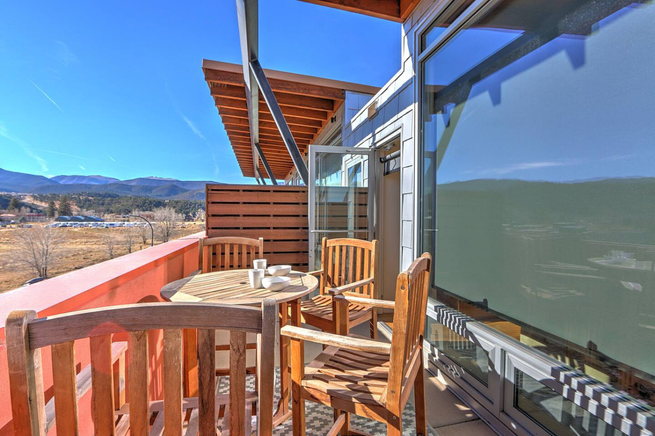 Bistro seating with mountain views