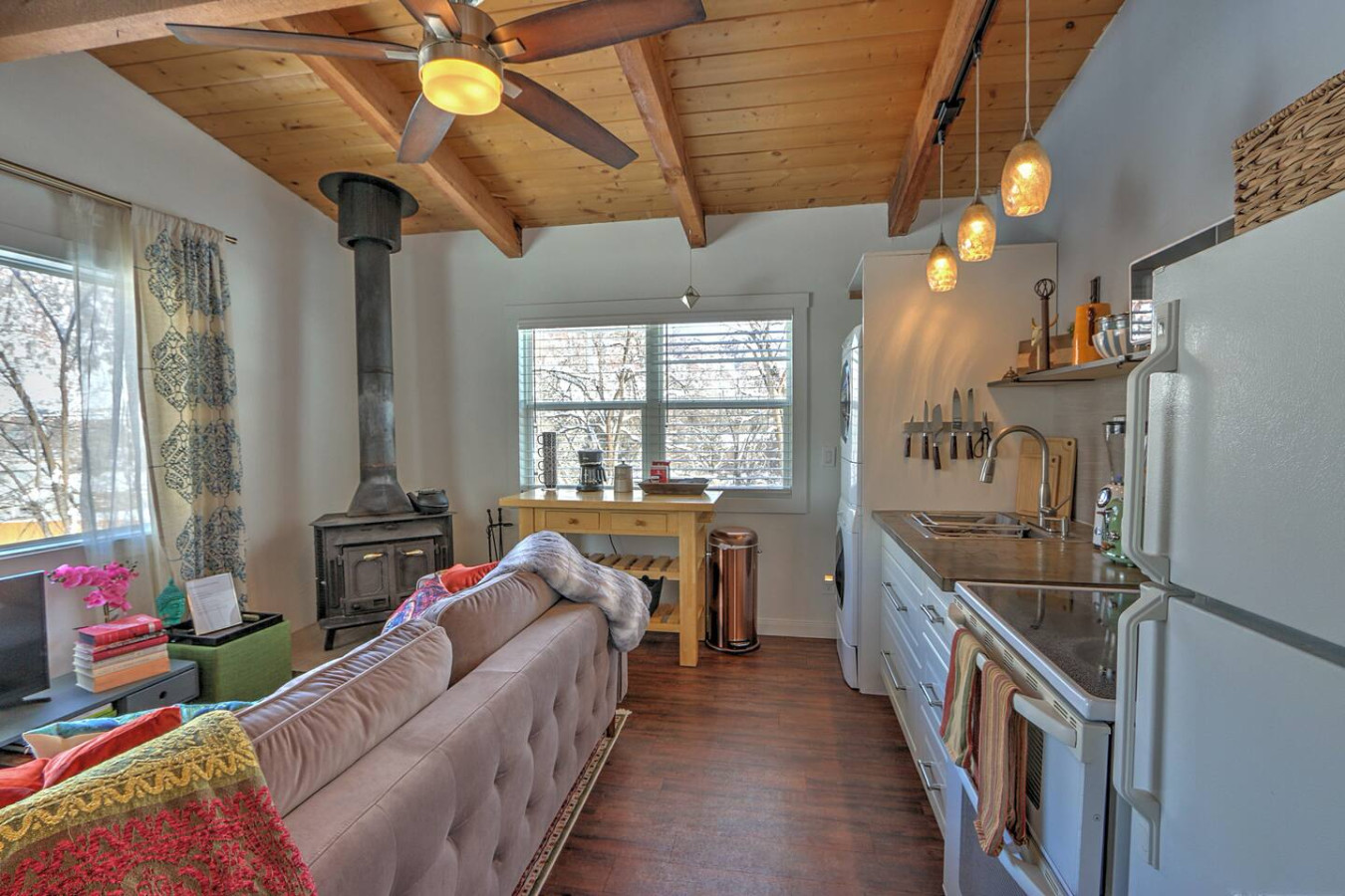 Open kitchen and living area