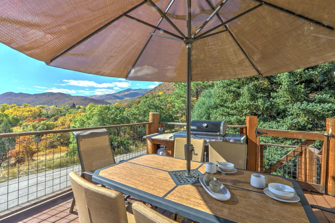 Outdoor dining table with views