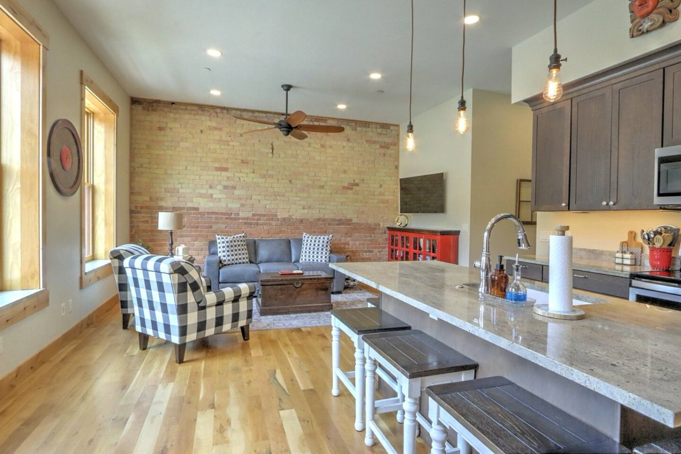 View of kitchen and living room