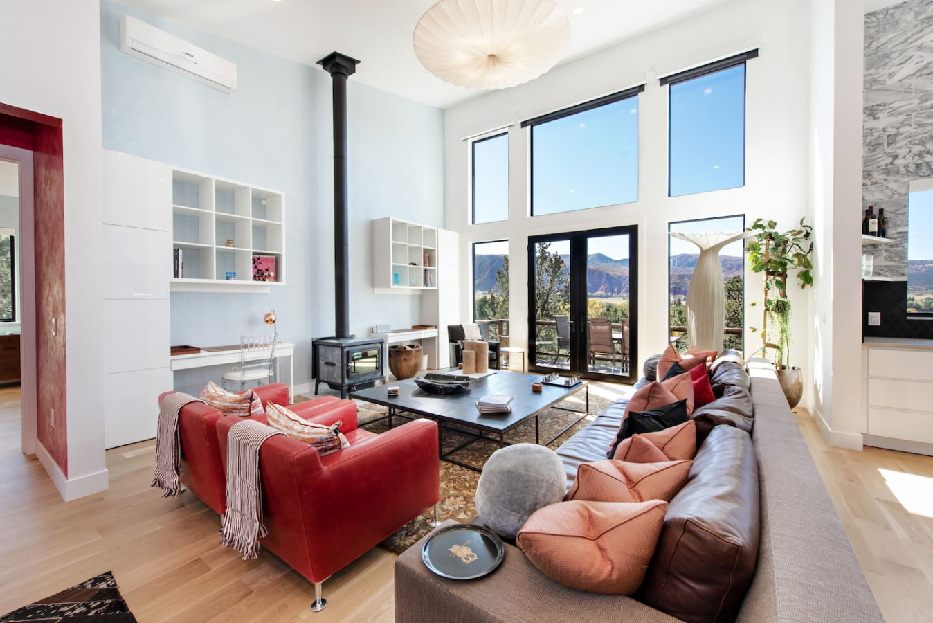 Living room with wood burning stove