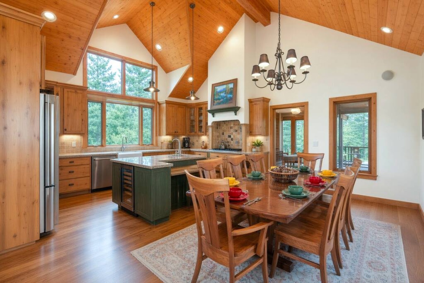Open kitchen and dining area